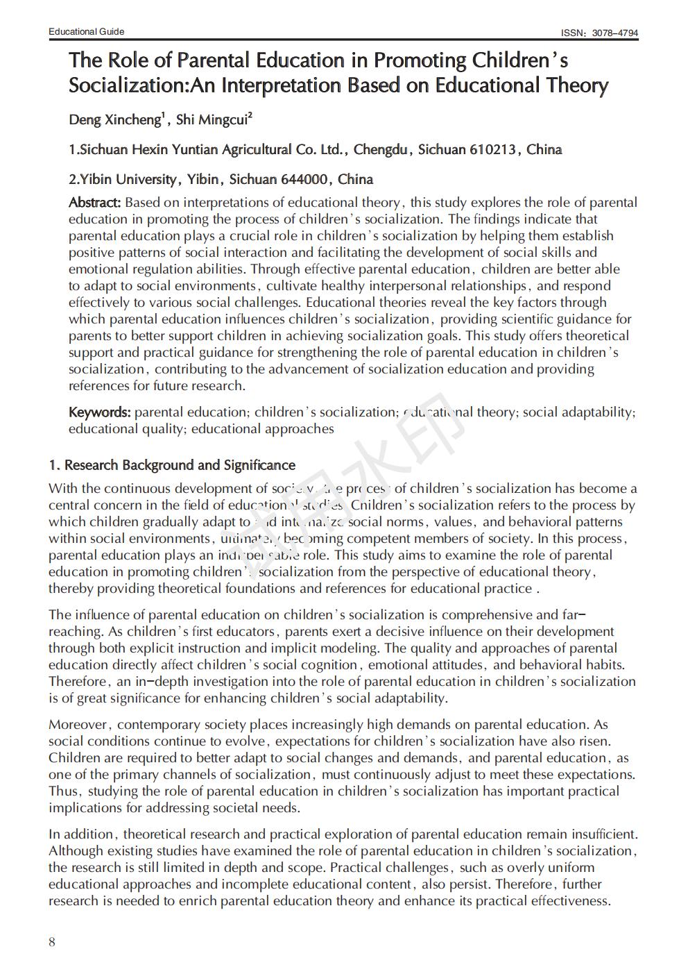 Parental education and children’s socialization