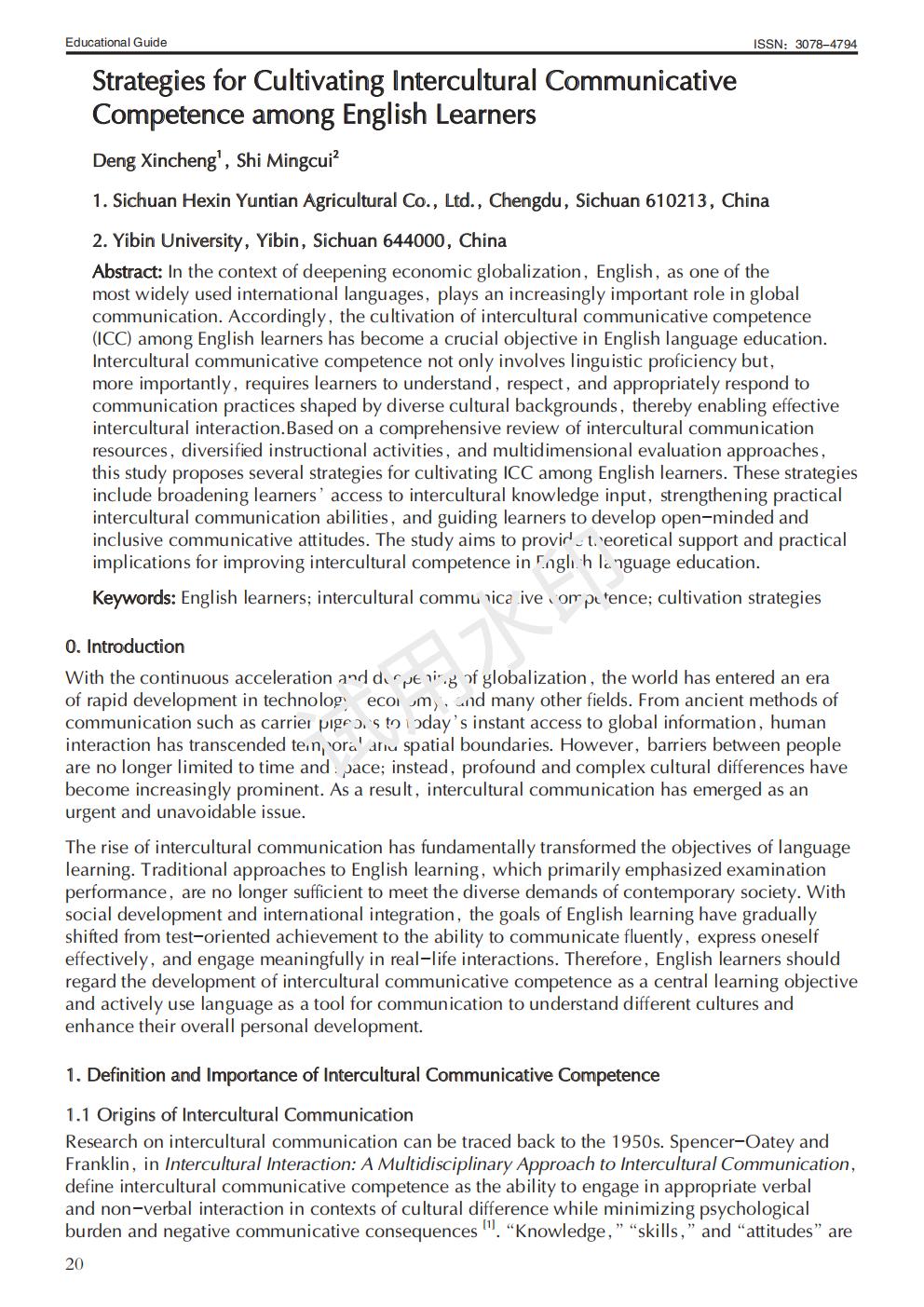Intercultural communicative competence